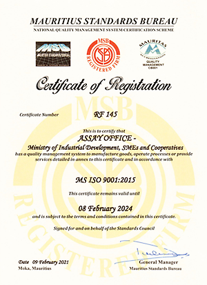 Certificate Of Registration ISO 9001